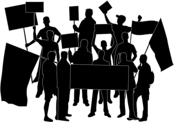 Manifestation - un groupe de protestataires — Image vectorielle