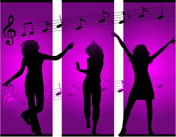 Дівчата танцюють - музичний фон — стоковий вектор