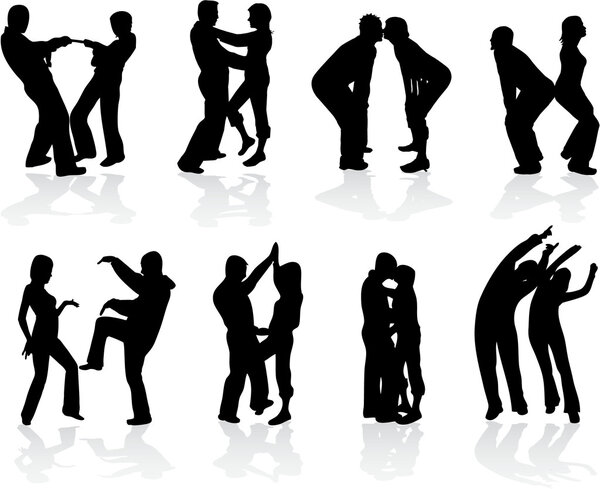 Силуэты групповой, векторной работы
