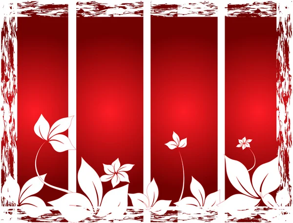 Roter Hintergrund mit Blättern — Stockvektor