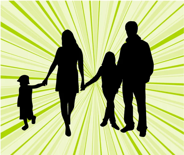 Mutlu aile-yeşil arka plan — Stok Vektör