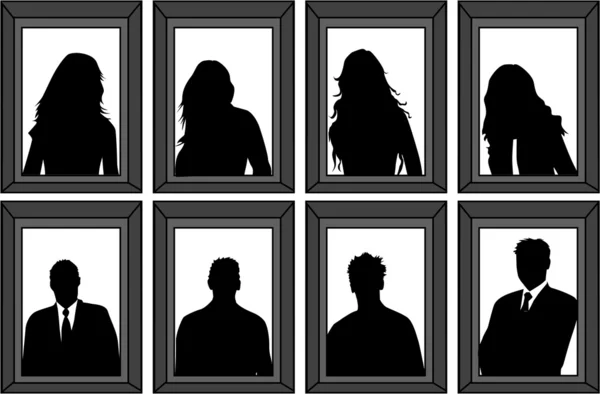 Portraits de silhouettes vectorielles encadrées — Image vectorielle