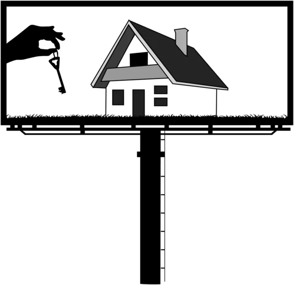 Billboard - sprzedawać domy "pod klucz" — Wektor stockowy