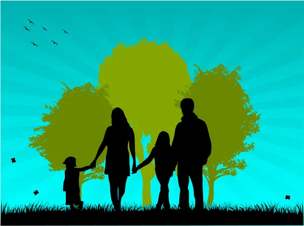 Obrázek rodiny na procházku — Stockový vektor
