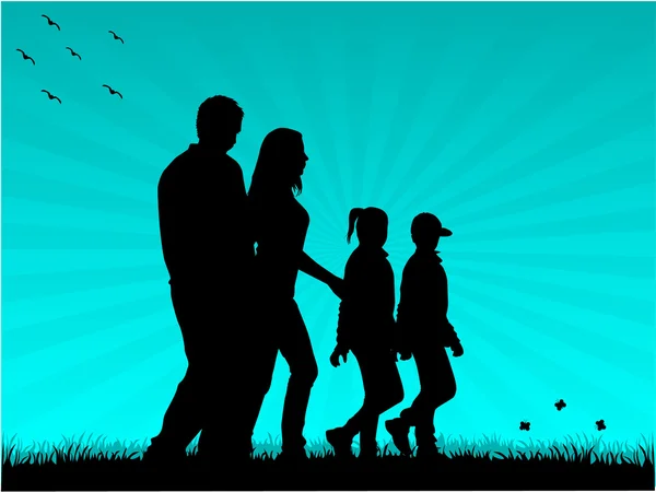 Picture of the family for a walk — Stock Vector