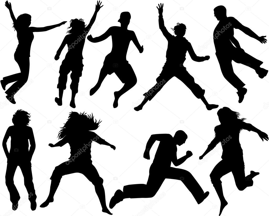 free clip art jumping silhouette - photo #47