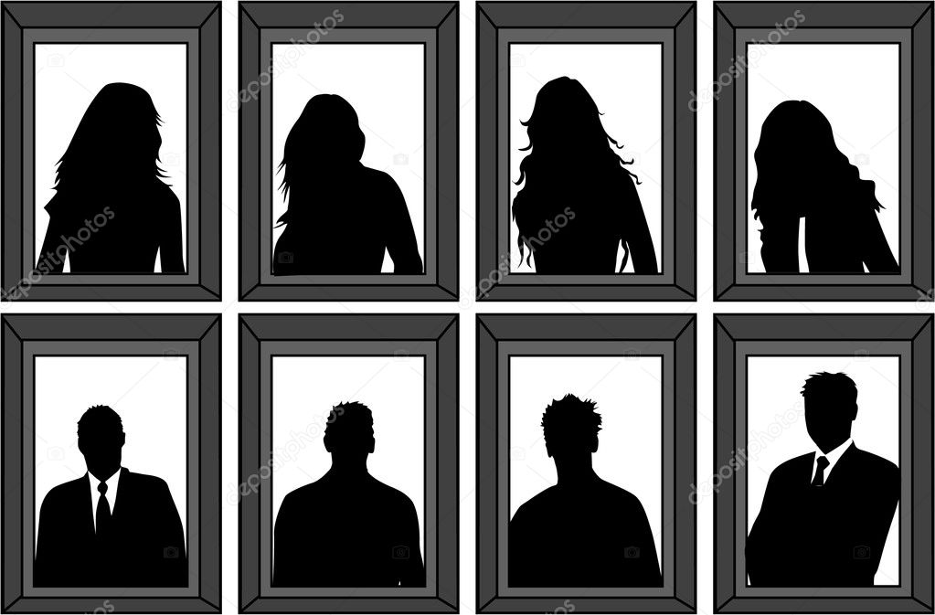 Portraits of - vector silhouettes framed