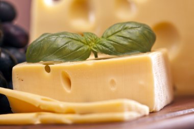 peynir, şarap ve diğer lezzetli şeyler ahşap tablo