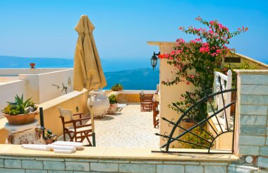 Magic terrace in Santorini clipart