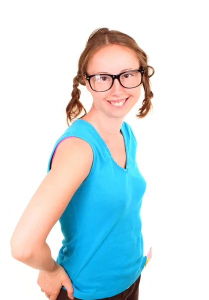 Giovane ragazza atletica con un occhiale divertente — Foto Stock
