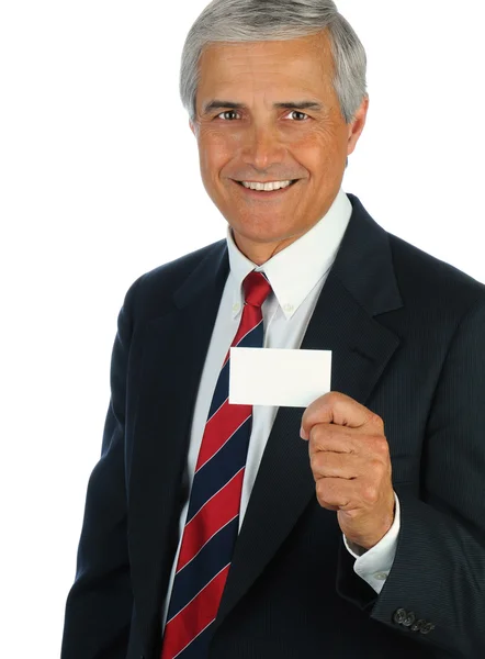ビジネス カードを使って上級ビジネスマン — ストック写真