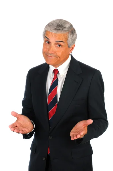 Senior affärsman med uttryck och gest — Stockfoto