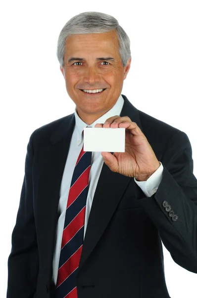 Homme d'affaires senior avec carte de visite — Photo