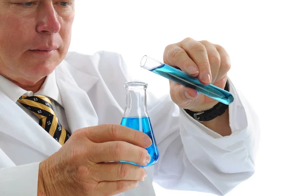 Scientist with test tube and beaker — Stock Photo, Image