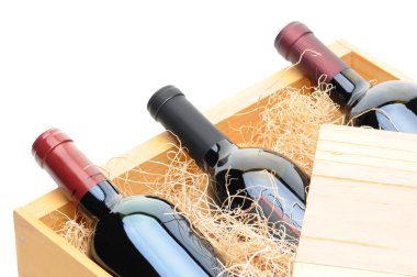 Wine Bottles in wooden crate clipart