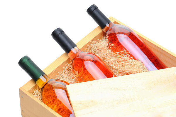 White Wine Bottles in wooden crate