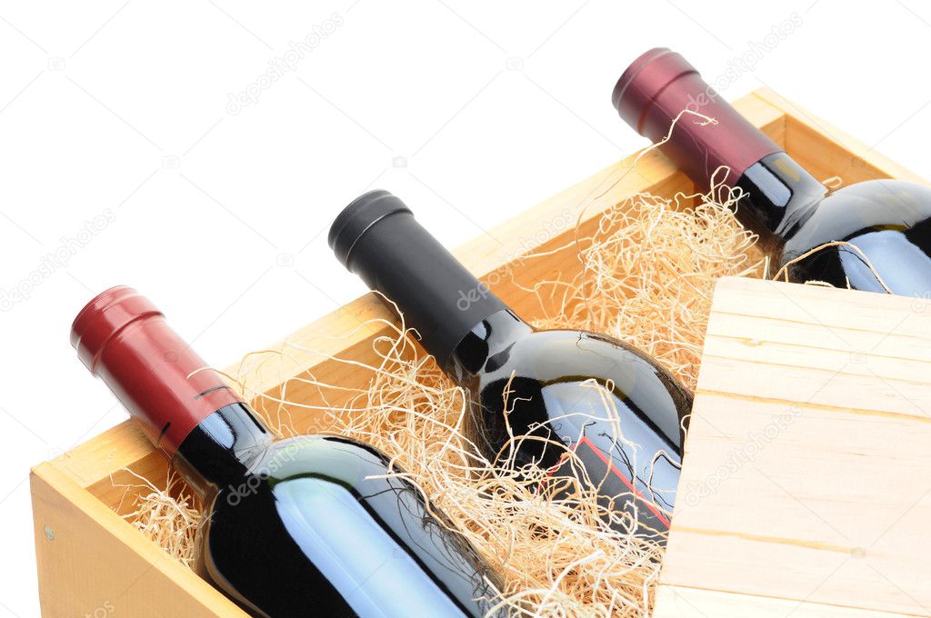 Wine Bottles in wooden crate