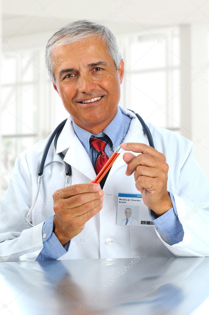 Doctor with test tube in clinic