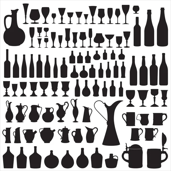 Wineware silhouettes — Stock Vector