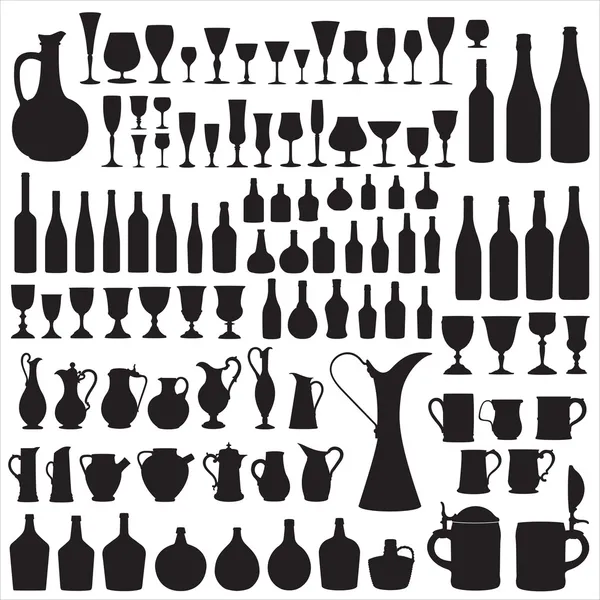 Σιλουέτες wineware — Διανυσματικό Αρχείο