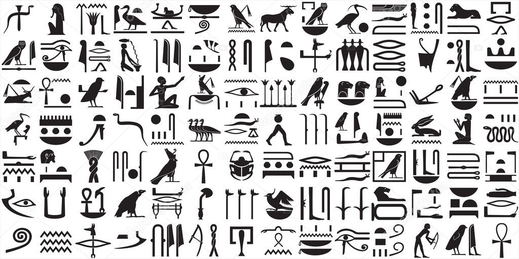 Silhouettes of the ancient Egyptian hieroglyphs SET 1 Stock Vector by ...