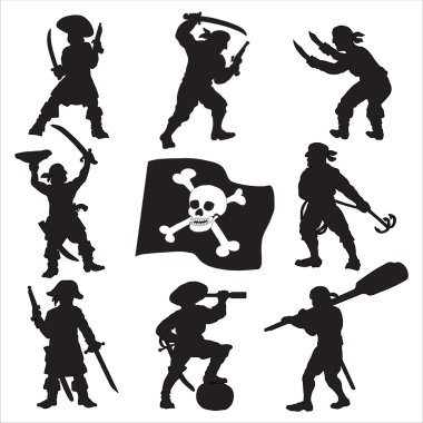 Pirates crew silhouettes SET 1 clipart