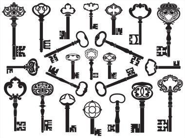 Collection of antique keys clipart