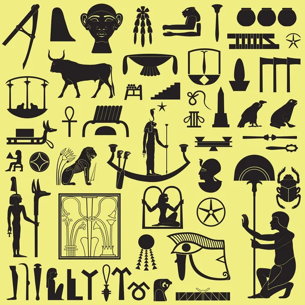 Mısır sembolleri ve işareti 3 set — Stok Vektör