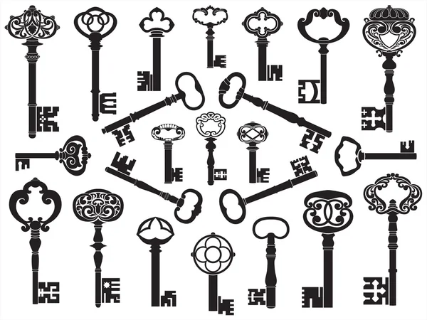 Collection of antique keys — Stock Vector