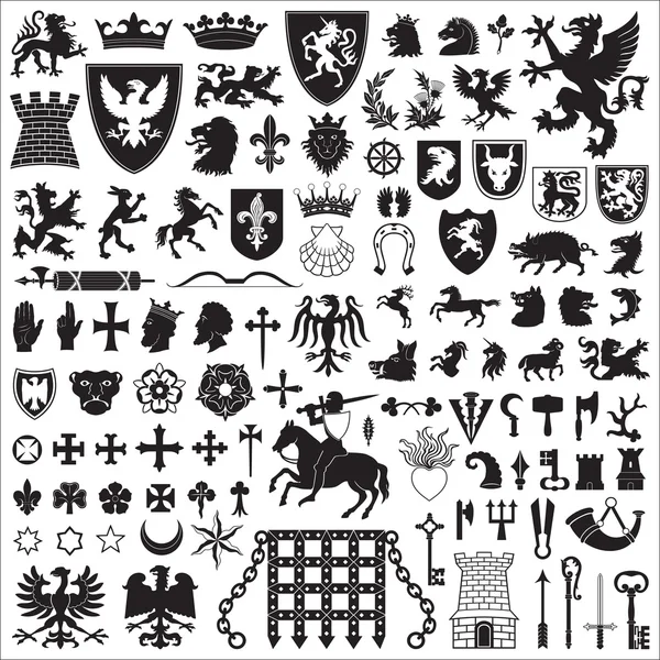 Heraldic symbols and elements — Stock Vector