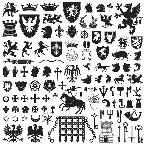 紋章のシンボルと要素 — ストックベクタ