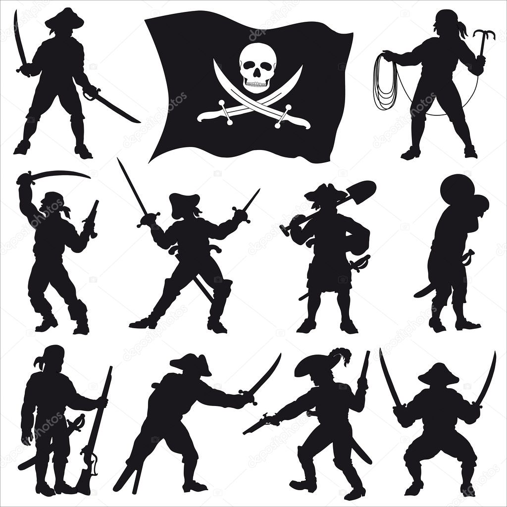 Pirates crew silhouettes SET 2