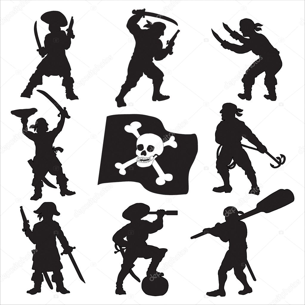 Pirates crew silhouettes SET 1