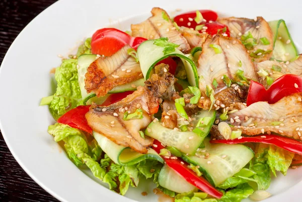 Salad of smoked eel — Stock Photo, Image