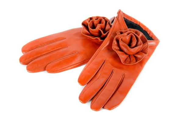 Κόκκινη Γυναικεία δερμάτινα γάντια — Φωτογραφία Αρχείου