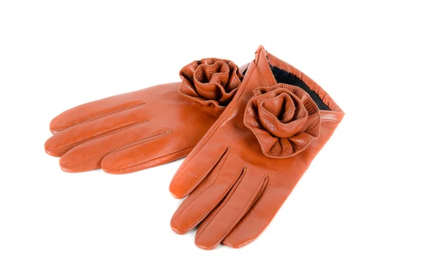 Rode vrouwelijke lederen handschoenen — Stockfoto