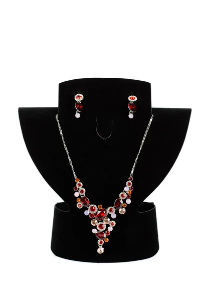 Necklace with pendants and earrings — Stock Photo, Image