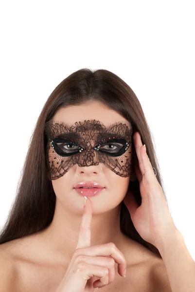 Mädchen an Maske — Stockfoto