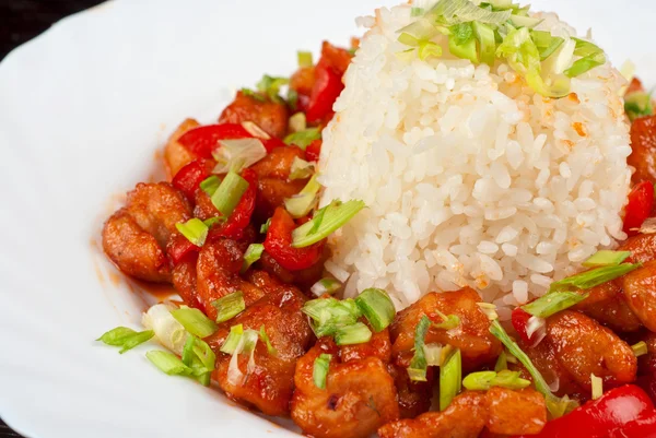 Pork meat and japanese rice — Stock Photo, Image