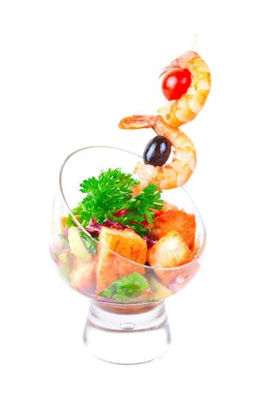 Stock image Fried kebab of shrimps and fish