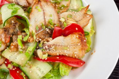 Salad of smoked eel clipart