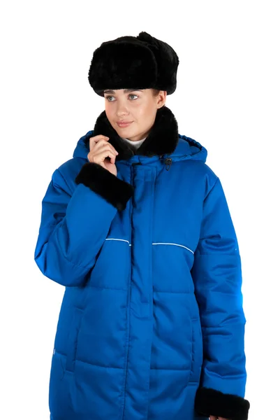 Blue quilted coat — Stock Photo, Image