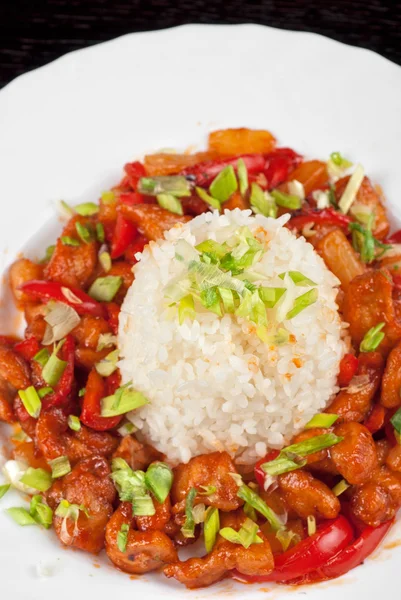 Pork meat and japanese rice — Stock Photo, Image