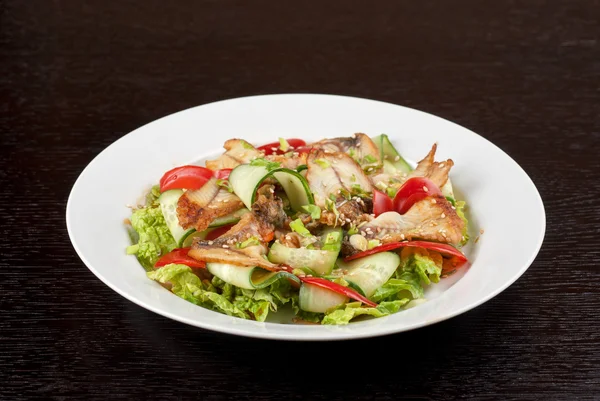 Salad of smoked eel — Stock Photo, Image