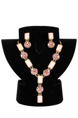 Necklace with pendants and earrings clipart