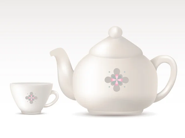 Изолированный чайник и чашка — стоковый вектор