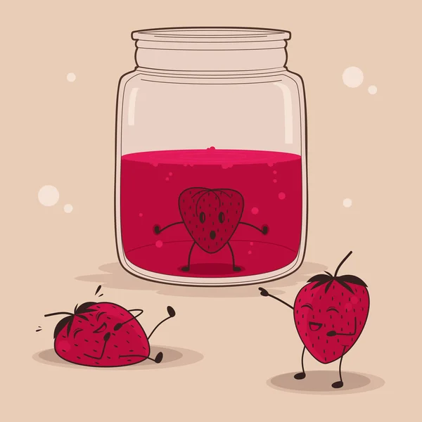Funny strawberries — Stock Vector