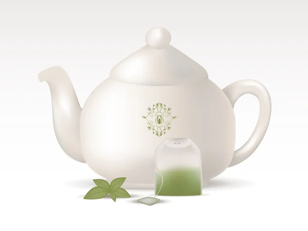 Чайник с пакетиком чая — стоковый вектор