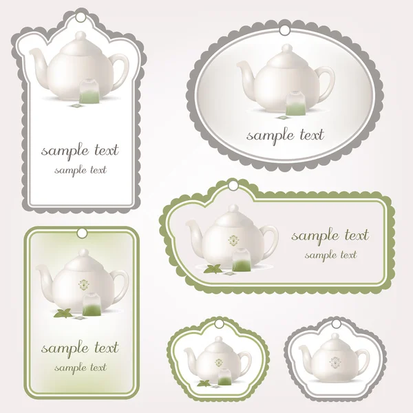 茶壶标签 — 图库矢量图片