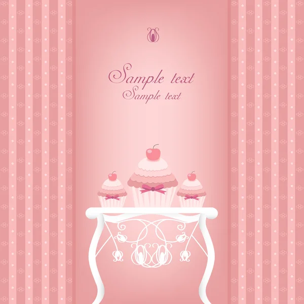 Elegante invitación con cupcakes — Archivo Imágenes Vectoriales